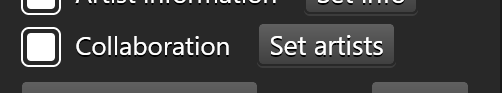The Collaboration UI in the Artist Info section
