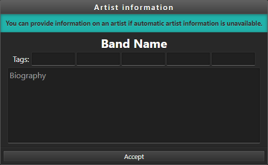 The Artist Information window