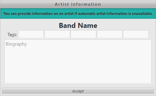 The Artist Information window