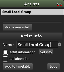 The Stages section, now with added artist