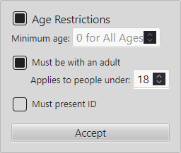 The Event Age Restrictions pop-up