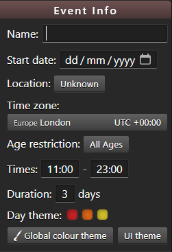 The Event Info section