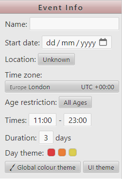 The Event Info section