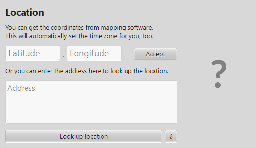 The Location pop-up
